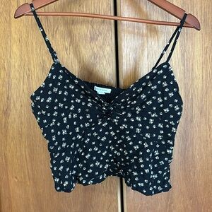 American Eagle black floral tank